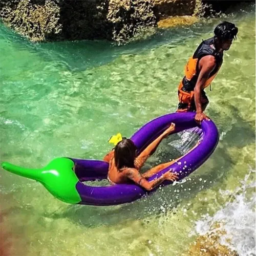 Vista 7 de Flotador inflable para piscina, flotador de tumbona de piscina para adultos, flotador de piscina inferior de malla de berenjena, silla flotante