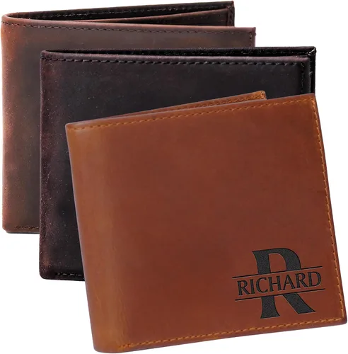 Vista 6 de Billetera personalizable para hombre, carteras plegables con monograma personalizadas para hombres, regalos personalizados para hombres, novio