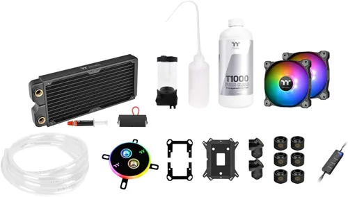 Vista 9 de Thermaltake Pacific C240 Ddc Res/Pump 5V Sincronización de placa base Radiador de cobre PETG Tubo duro Kit de refrigeración por agua CL-W242-CU12SW-A