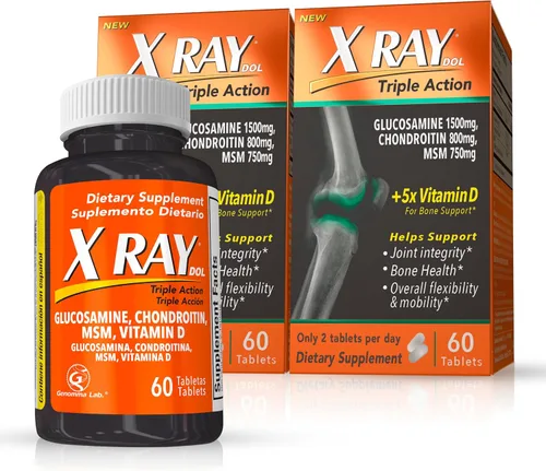 Vista 10 de X RAY Triple Action Suplemento Alimenticio para mejorar la salud de las articulacionescon vitamina D, 60 tabletas Glucosamina 1500 mg, condroitina