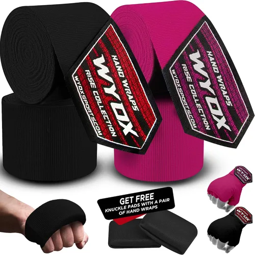 Vista 13 de WYOX Boxing Hand Wraps Inner Gloves, Elasticated Thumb Loop Bandages Mexican Style Under Mitts Wrist Wrap Protection Muay Thai MMA Kickboxing
