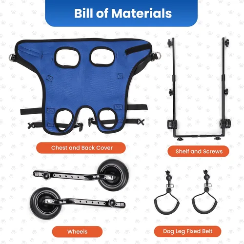 Vista 7 de Silla de ruedas para perros para patas traseras, Silla de ruedas para perros pequeños, Carrito ajustable para mascotas con ruedas, Sillas de ruedas