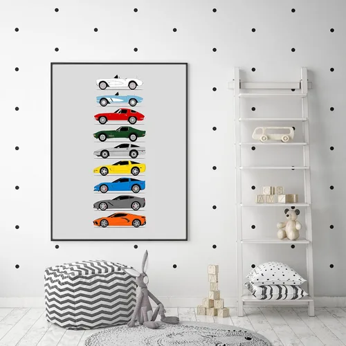 Vista 5 de Idea Network Póster hecho a mano compatible con Chevy Corvette Generations (perfil lateral) impresión de Chevrolet (C1 C2 C3 C4 C5 C6 C7 C8)