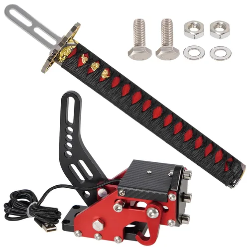 Vista 2 de YESHMA 64 Bit USB Katana Handbrake Samurai Sword PC Handbrake & Non-Contact Plus Hall Sensor Compatible With G252729920923 T500 T300,Professional