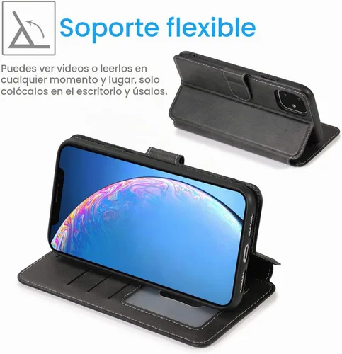 Vista 3 de QLTYPRI Funda tipo cartera para iPhone 11, color negro