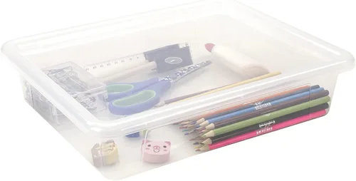 Vista 10 de Storex Bandeja de almacenamiento profundo tamaño carta, contenedor organizador con tapa sin broches para aula, oficina y hogar, translúcido, paquete