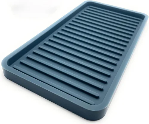 Vista 21 de Bandeja organizadora para fregadero de cocina de silicona, soporte de esponja y protector de encimera Plato y bandeja dispensadora de jabón