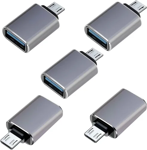 Vista 6 de Paquete de 5 adaptadores Micro USB a USB OTG, USB A a Micro USB, compatible con S7 LG, mouse, unidad flash, teclado, controlador de juegos, negro