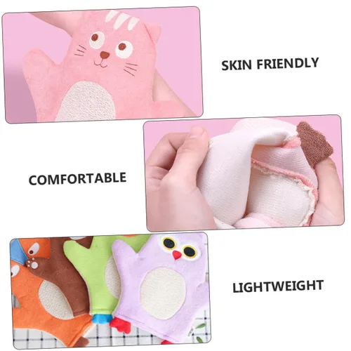Vista 9 de 6Pcs Bath Mitts Washcloths Soft Body Cleaning Gloves with Cartoon Patterns for Gentle Scrubbers for Bath Enjoyment and Delicate Skin Care