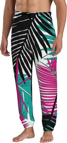 Vista 2 de Jutdopt Men Tropical Leaves Sweatpants Joggers Sweatpants Baggy Jogger Pants with Pocket for Men