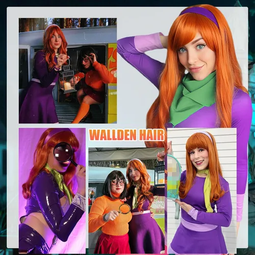 Vista 13 de Peluca de cosplay estilo Bob azul oscuro + horquilla de libélula + collar para fiesta, disfraz de Halloween, peluca de mujer