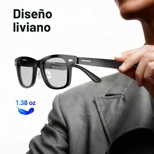 Vista 4 de Lentes inteligentes, lentes de sol polarizados con altavoz Bluetooth 5.4 de oído abierto, protección UV atlético/exterior y compatible con asistente