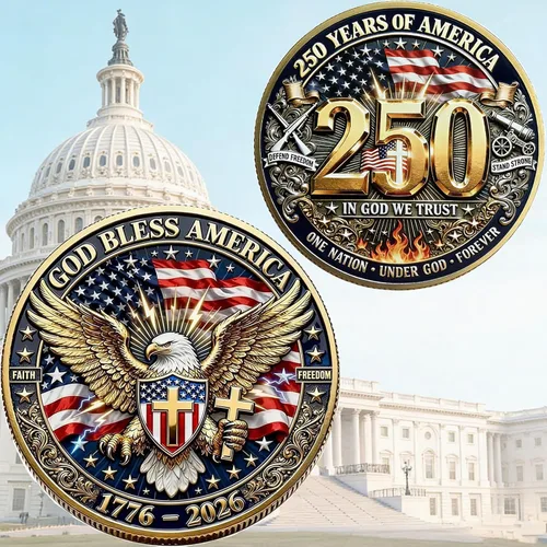 Vista 8 de America - Moneda conmemorativa del 250 aniversario, desafío de 250 aniversario de Estados Unidos, para patriotismo, moneda de aniversario