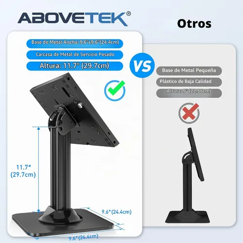 Vista 8 de AboveTEK - Soporte antirrobo para quiosco para iPad, soporte de seguridad para iPad y soporte para tableta con bloqueo, base resistente, giro