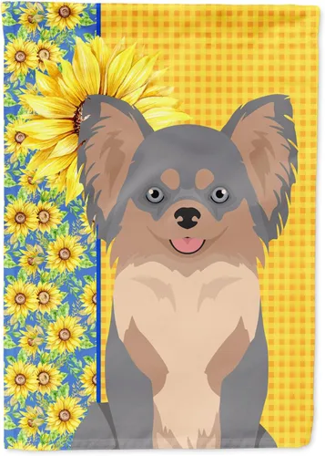 Vista 286 de Caroline's Treasures WDK5313GF Bandera de jardín con diseño de girasoles de verano, color negro y tostado, Airedale Terrier para buzón, bandera