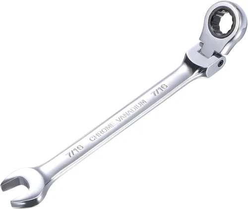 Vista 17 de uxcell Llave combinada de trinquete de cabeza flexible de 9/32 pulgadas SAE 72 dientes 12 puntos de trinquete de caja terminada herramientas