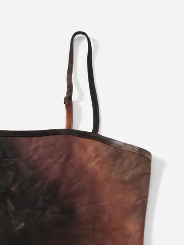 Vista 5 de SheIn Vestido corto sin mangas para mujer, teñido anudado, con tiras, ajustado