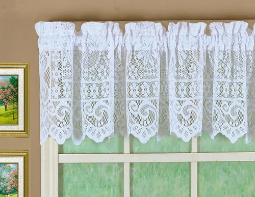 Vista 19 de Today's Curtain Hopewell Cenefa de encaje prémium de 12 pulgadas, crema, 58 pulgadas de ancho x 12 pulgadas de largo