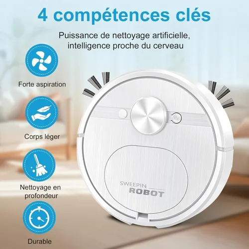 Vista 4 de Robot aspirador y trapeador, robot de aspiradora, fregona avanzada para evitar obstáculos, robot robótico, aspirador robótico delgado, diseño ideal