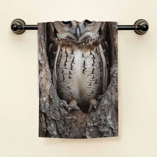 Vista 3 de HGOD DESIGNS Toallas de mano con diseño de búho y diseño de búho de camuflaje, toalla de mano suave para baño, cocina, yoga, gimnasio, toallas