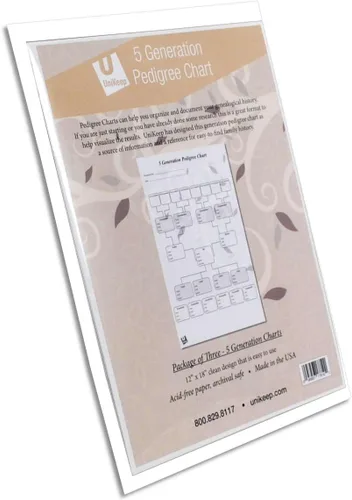 Vista 3 de UniKeep Gráficos de pedigrí para la investigación de genalogía - Papel de calidad de archivo (pedigrí de 5 generaciones)