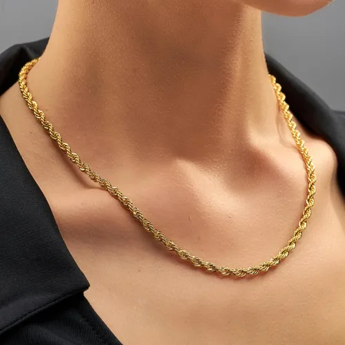Vista 3 de LIFETIME JEWELRY 5mm White Gold Chain for Men & Women 24k Real Gold Plated Diamond Cut Gold Rope Chain for Men & Gold Chain Necklace Women 16 to 36