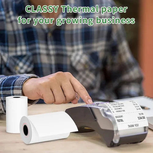 Vista 6 de CLASSY Rollo de papel de registro térmico de 2 1/4" x 50' pies, 5 rollos
