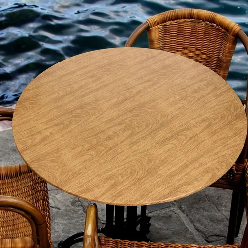 Vista 7 de Mantel redondo de grano de madera, borde elástico, de plástico, protector de mesa, protector de mesa, impermeable, ajustable, para redondo grande