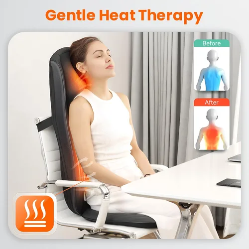 Vista 3 de Snailax Masajeador Shiatsu de espalda y cuello 2026 con calor, almohadilla para silla de masaje de amasamiento profundo, intensidad ajustable, cojín