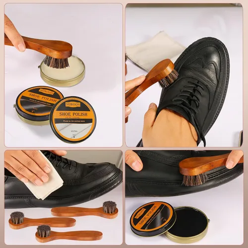 Vista 3 de 9Pcs Shoe Polish Kit, Brown White Black Shoe Wax for Leather Boots Shine