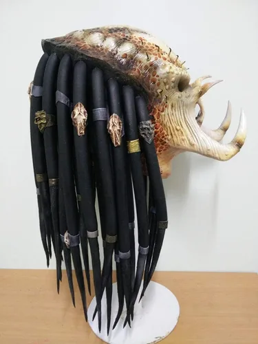 Vista 3 de Máscara clásica de látex de depredador, talla única para cosplay y fiesta de Halloween (máscara clásica de depredador)