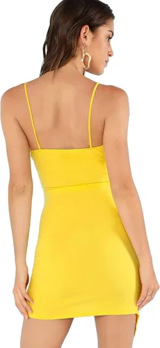 Vista 2 de Verdusa Vestido sexy fruncido lateral asimétrico con cuello en V para mujer