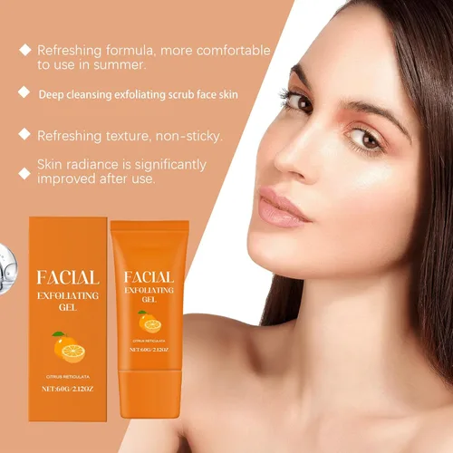 Vista 3 de Gel exfoliante facial, gel exfoliante naranja para cara, limpieza profunda, exfoliante, piel facial (1 unidad)