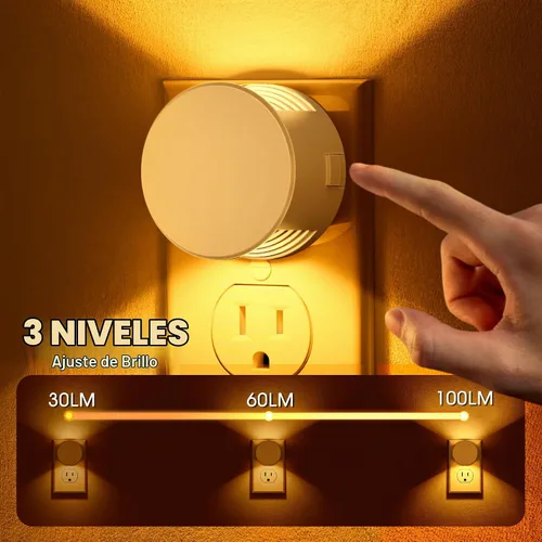 Vista 3 de Briignite - Luz nocturna [2 unidades], luces nocturnas que se enchufan a la pared con brillo ámbar suave Blanco