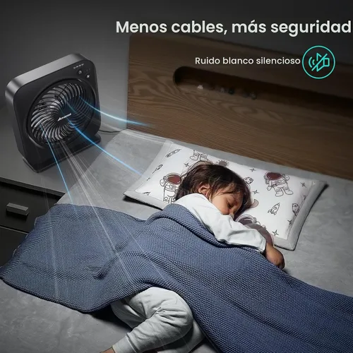 Vista 6 de AMACOOL Ventilador de mesa, ventilador de caja de 12 pulgadas con 3 velocidades ajustables y temporizador de 8 horas, circulador de aire silencioso