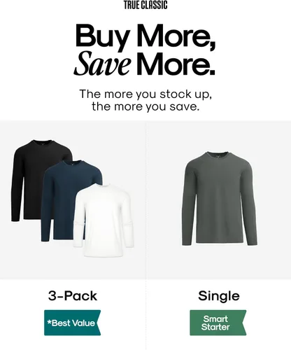 Vista 4 de True Classic Camisas de manga larga para hombre, camisetas de manga larga para hombre, camisas Henley para hombre y camisetas térmicas de punto gofre