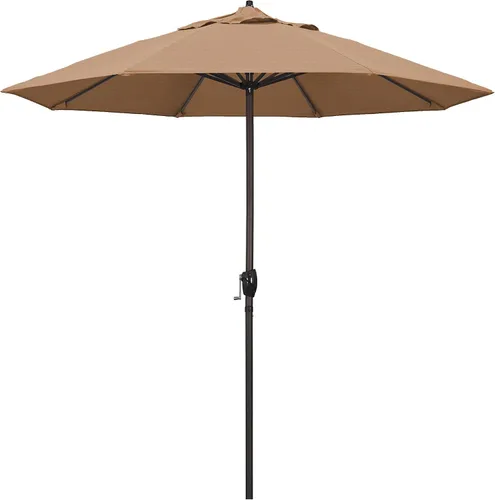 Vista 14 de California Umbrella Sombrilla redonda de aluminio de 9 pies para terraza, piscina o patio, manivela elevadora, inclinación automática, poste