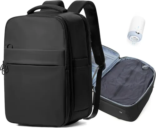 Vista 17 de Mochila de viaje grande al vacío con bomba,Mochilas para laptop para mujeres y hombres,Mochila de transporte,Bolsa de viaje para artículos Beige