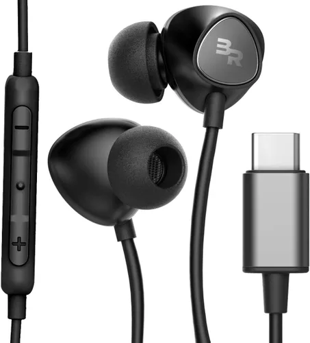 Vista 8 de Bolle & Raven Auriculares USB-C con micrófono, auriculares intrauditivos con cable con control remoto en línea + micrófono para teléfonos tipo C
