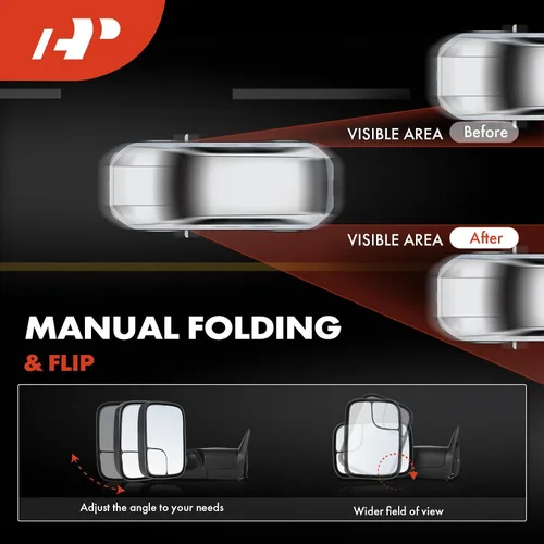 Vista 4 de A-Premium Par (2) Espejos de remolque compatibles con Dodge Para Dodge Ram 1500 1994-2001, Ram 2500 1994-2002, Ram 3500 1994-2002 - Tapa plegable