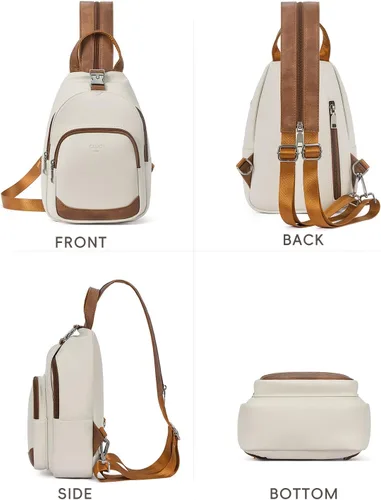 Vista 3 de CLUCI Bolsos tipo bandolera para mujer, mochila pequeña para mujer, mochila de cuero tipo bandolera convertible, bolsas cruzadas para mujer, de viaje