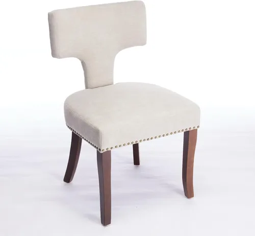 Vista 4 de Set of 2 Counter Height Bar Stools with Farmhouse Linen Upholstery, Curved Backrest Dining Chairs with Hardwood Frame for Kitchen Counter, Table &