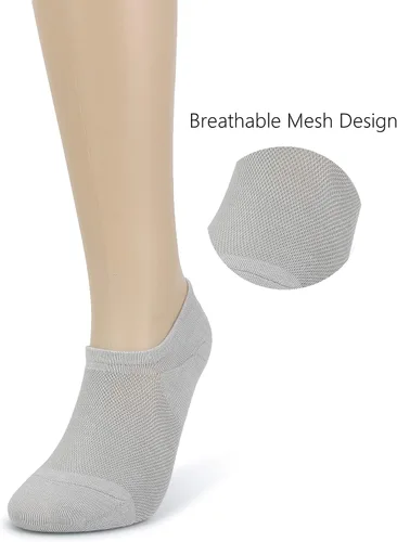 Vista 3 de Leotruny 6 pares de calcetines de bambú con diseño de malla de corte bajo antideslizantes sin presentación
