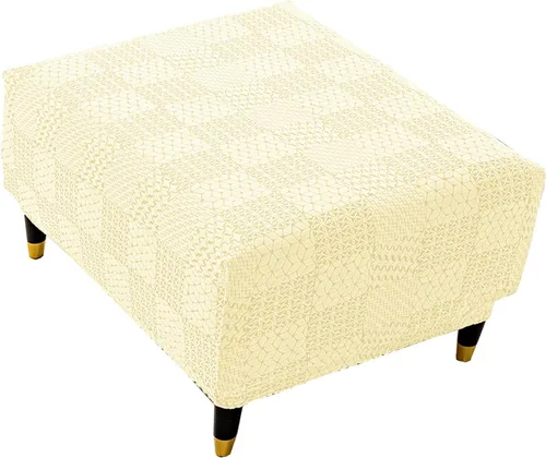 Vista 21 de ADPON Fundas otomanas cuadradas de terciopelo para otomanas, fundas protectoras para reposapiés cuadrados, fundas protectoras para taburetes de Beige