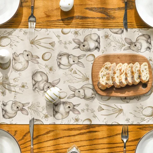 Vista 7 de Artoid Mode Camino de mesa de Pascua floral de 7.33 oz/m² (7.41 oz/m²), flores de primavera de temporada, decoración de mesa de comedor