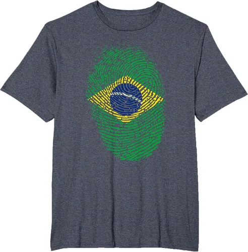 Vista 15 de Camiseta patriótica de la bandera brasileña con huella dactilar Asphalt Grey