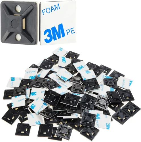 Vista 6 de XHF 200 PCS Soportes Autoadhesivos Negros de 1/2" para Bridas de Cables con Cremallera Clips de Cables de Alambre Soportes Organizadores de Anclajes