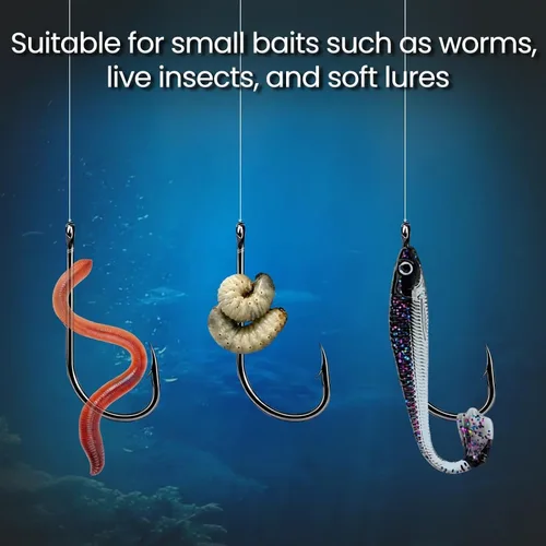 Vista 6 de FishTrip 100Pcs Baitholder Fishing Hooks, Bait Holder Hook for Freshwater
