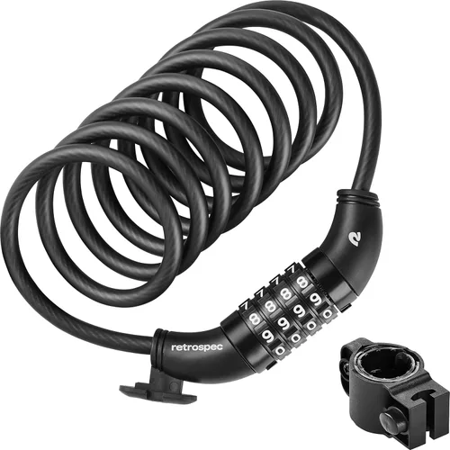 Vista 9 de Retrospec Grizzly Plus - Candado de combinación para bicicleta, resistente antirrobo con combo personalizado de 5 dígitos, cable resistente a cortes