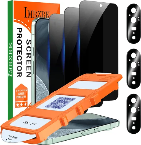 Vista 11 de IMBZBK Paquete de 3 protectores de pantalla para iPhone 13 Pro Max con 3 protectores de lente de cámara de vidrio templado Accesorios Protector